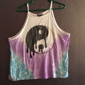 TIE-DYE YIN-YANG HIGH NECK PLUS CROP  TOP